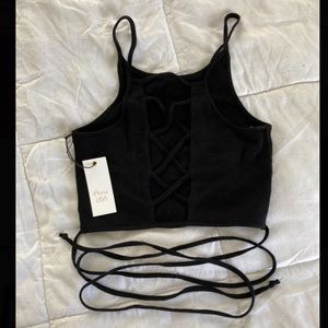 Active USA Criss Cross Black Crop Cami Top
